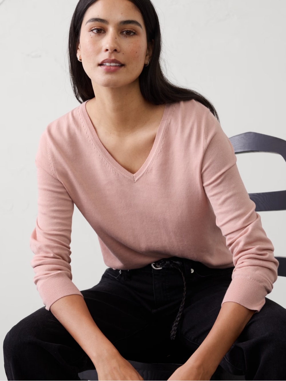 Banana Republic Factory V-Neck Cotton Blend Lightweight Sweater